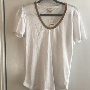 J. Crew White Embroider Tee Small